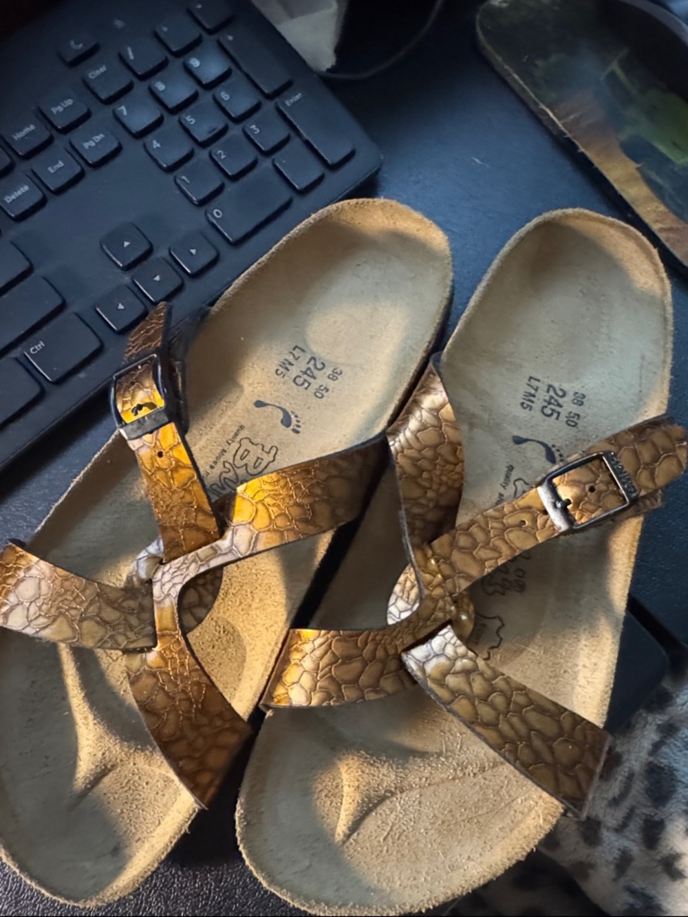 Birkenstock Brown Leather Slide Sandals